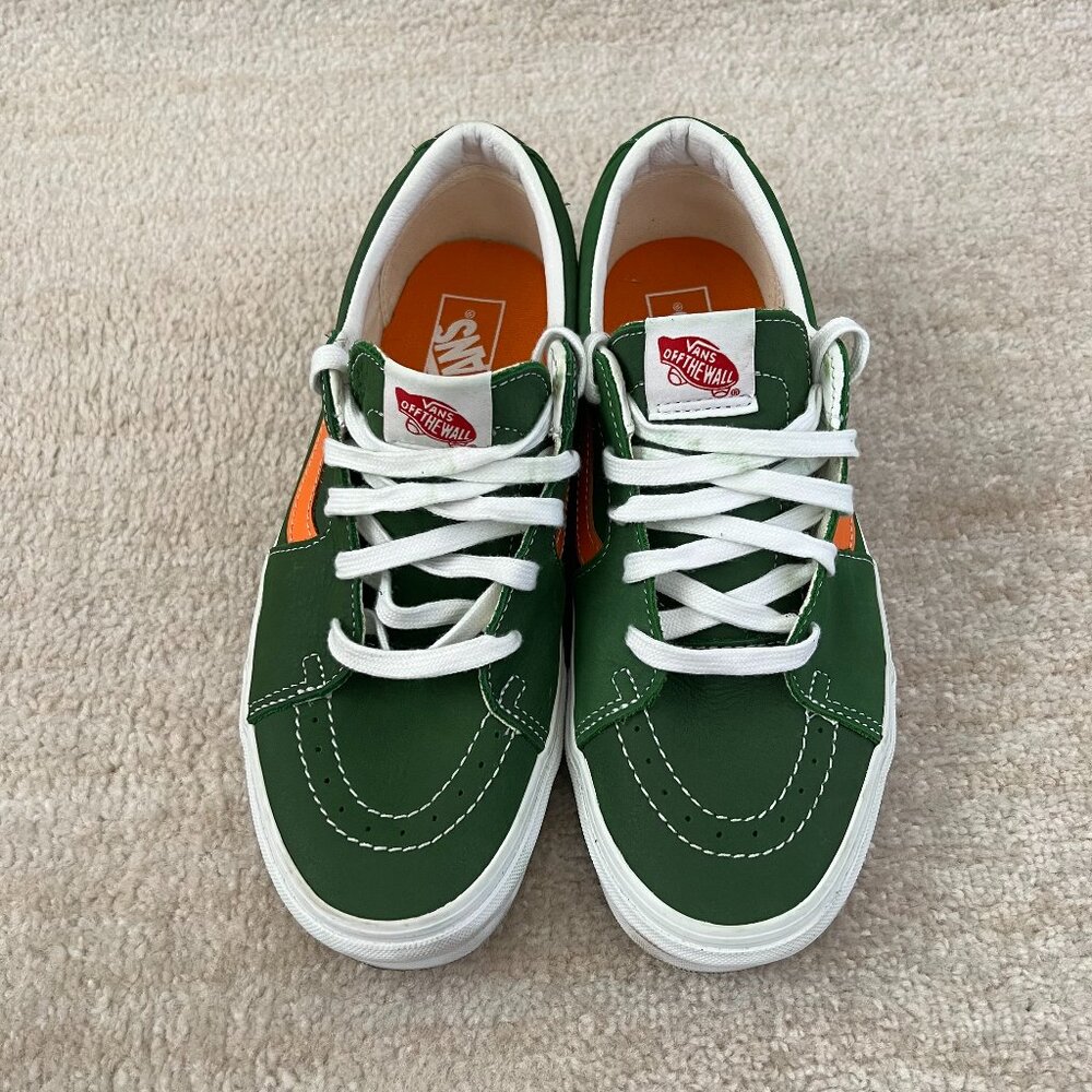 Vans Authentic Sk8-Low Green Leather Sneakers Shoes 9.5 - Picture 3 of 13